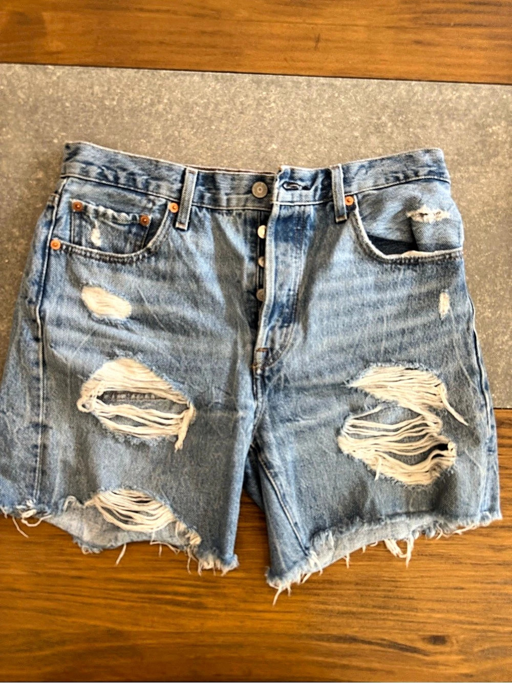 Levi's 501 Original Distressed Cut-Off Denim Shorts Original Distressed Denim